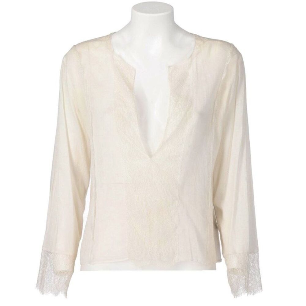 Gucci Sheer Lace-Trim Blouse